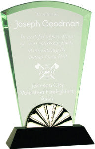 Fan Horizon Glass with Black Base-Glass & Crystal Award-Schoppy's Since 1921