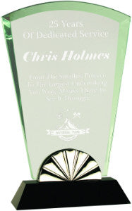 Fan Horizon Glass with Black Base-Glass & Crystal Award-Schoppy&
