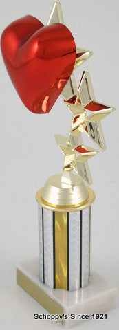 Heart Triple-Star Trophy on 3" Column-Trophies-Schoppy&