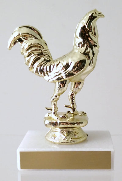 Fighting Rooster Trophy On Marble-Trophy-Schoppy's Since 1921