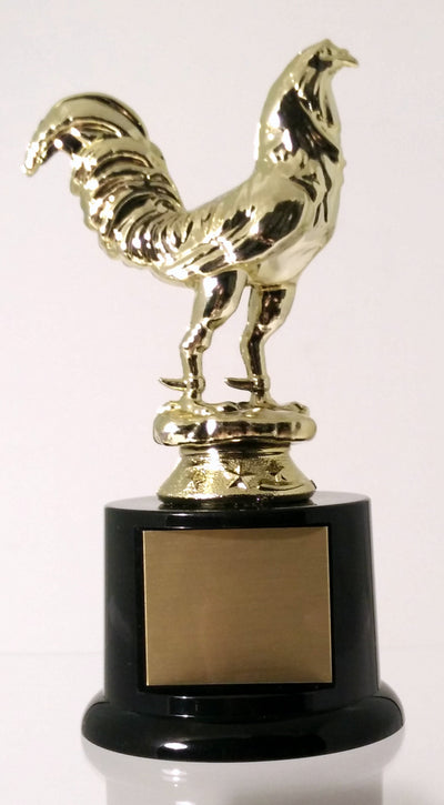 Fighting Rooster Trophy On Black Round Base-Trophy-Schoppy's Since 1921