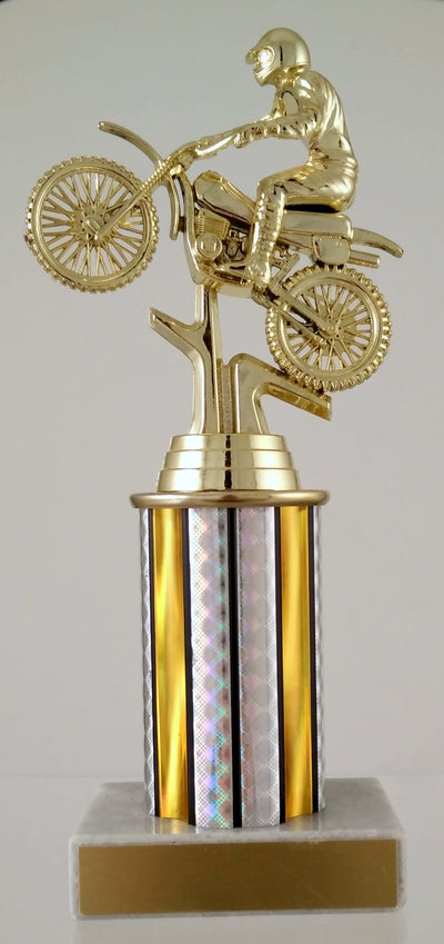 Dirt Bike Trophy With Column On Marble Base-Trophies-Schoppy's Since 1921