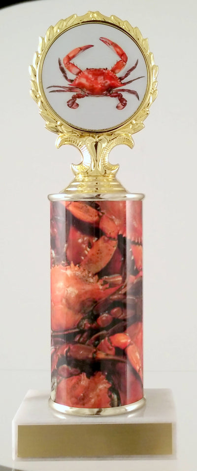 Red Crab Custom Column Trophy With Logo-Trophy-Schoppy's Since 1921