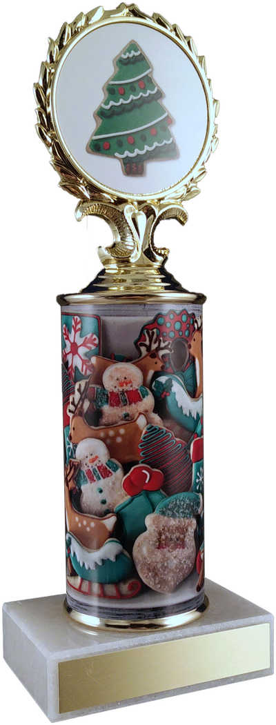 Christmas Cookie Column Trophy On Marble-Trophy-Schoppy's Since 1921
