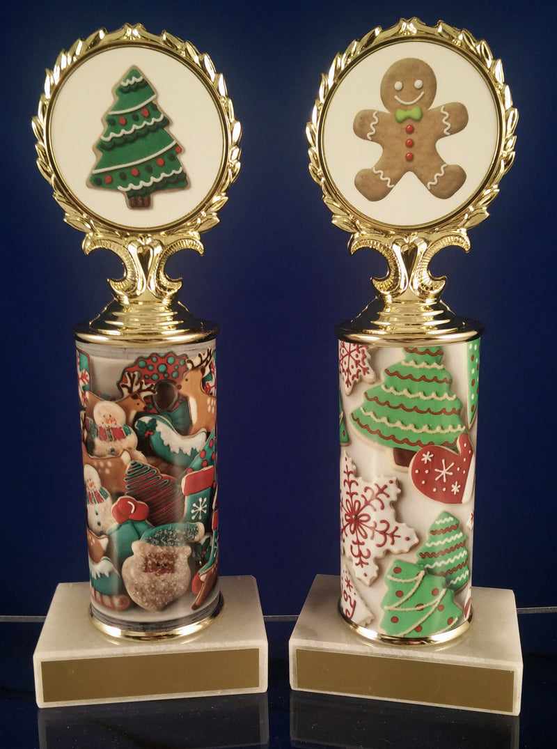 Christmas Cookie Column Trophy On Marble-Trophy-Schoppy&