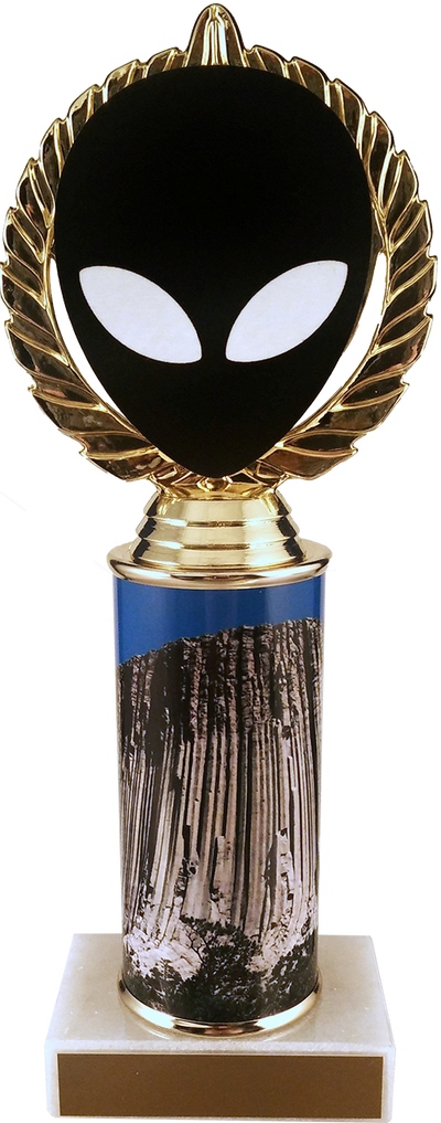 Alien Vector Cut Logo Trophy With Metal Roll Column On Marble-Trophy-Schoppy's Since 1921