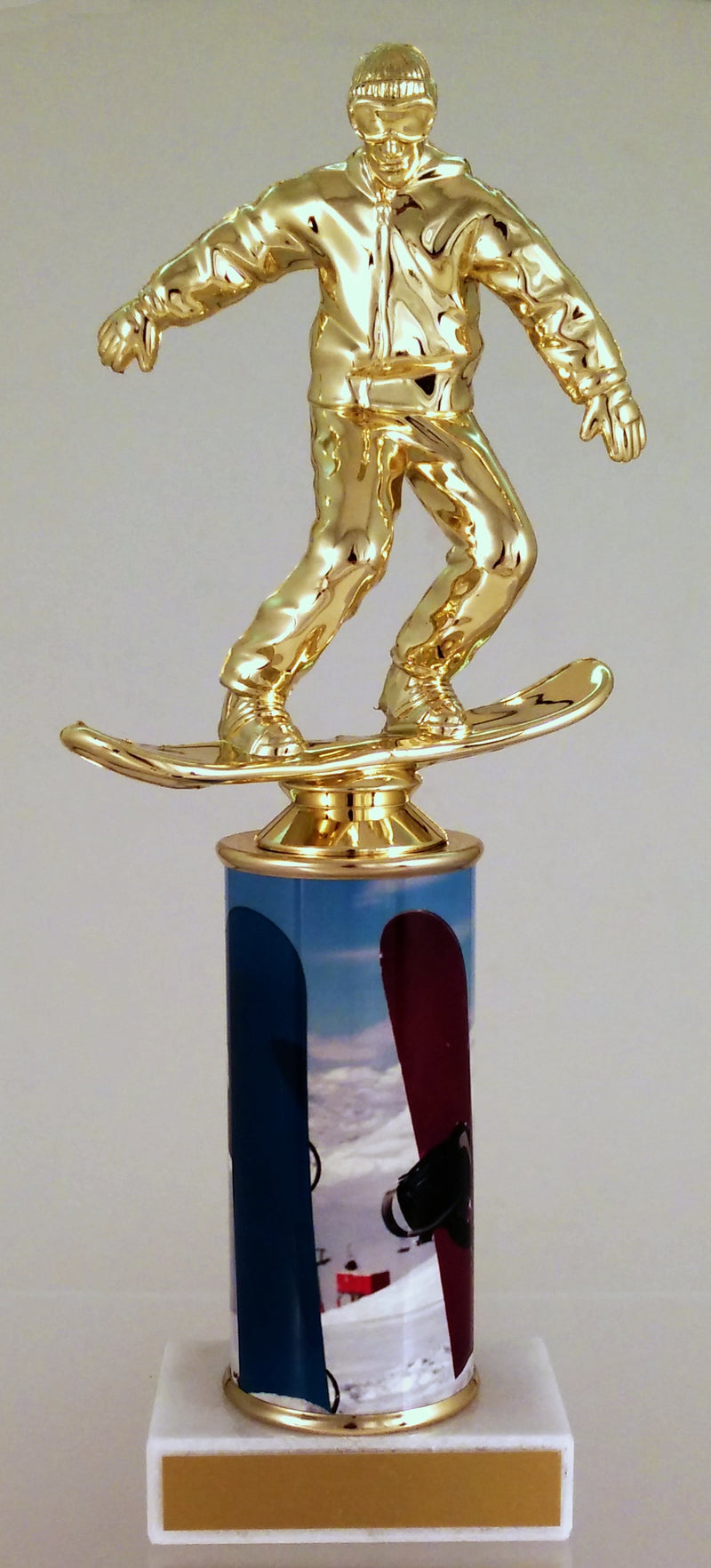 Snowboarder Figure Trophy With Custom Rolled Column-Trophy-Schoppy&