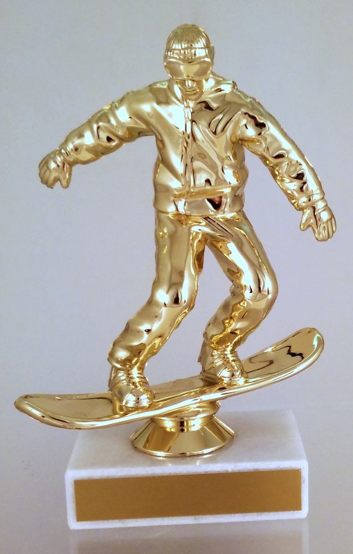Snowboarder Figure Trophy On Flat Marble Base-Trophy-Schoppy&
