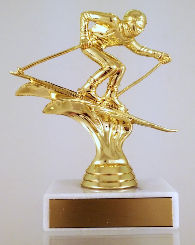 Downhill Skier Trophy On Flat Marble-Trophy-Schoppy&