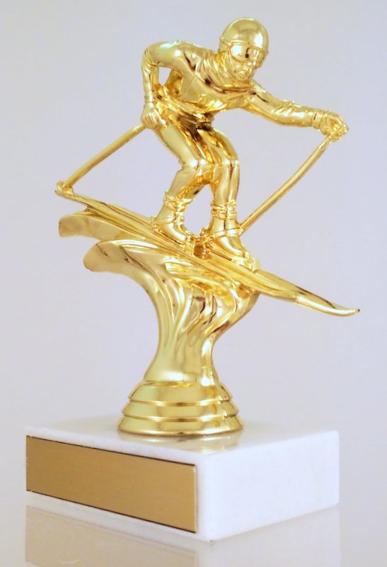 Downhill Skier Trophy On Flat Marble-Trophy-Schoppy&