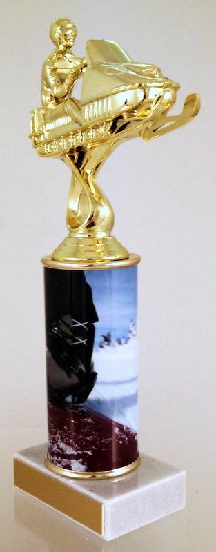 Snow Mobile Figure Trophy With Custom Rolled Column-Trophy-Schoppy&