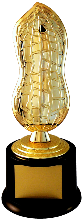 Flat Metal Peanut on Black Round Base-Trophy-Schoppy's Since 1921