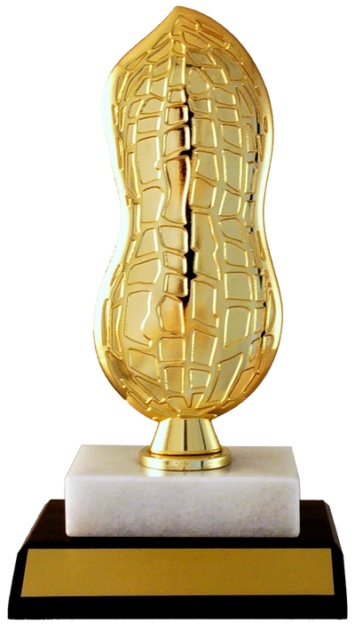 Flat Metal Peanut on Marble and Wooden Base-Trophy-Schoppy's Since 1921