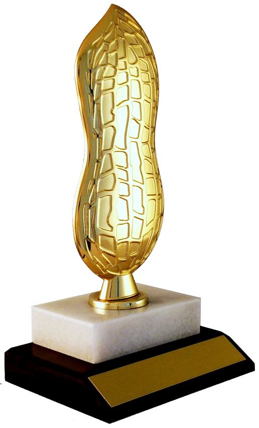 Flat Metal Peanut on Marble and Wooden Base-Trophy-Schoppy&