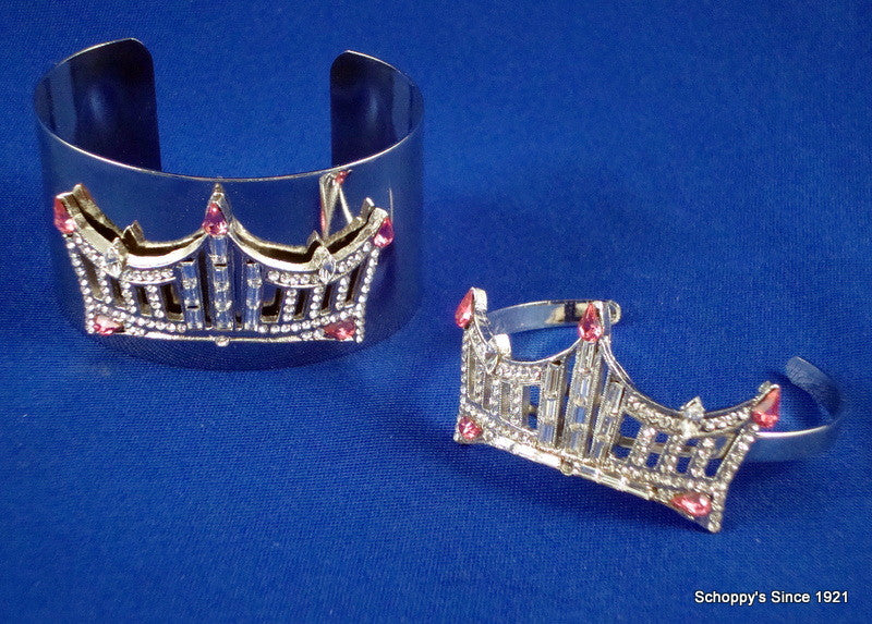 Rhinestone Crown Bracelet - Pink-Pageant-Schoppy&