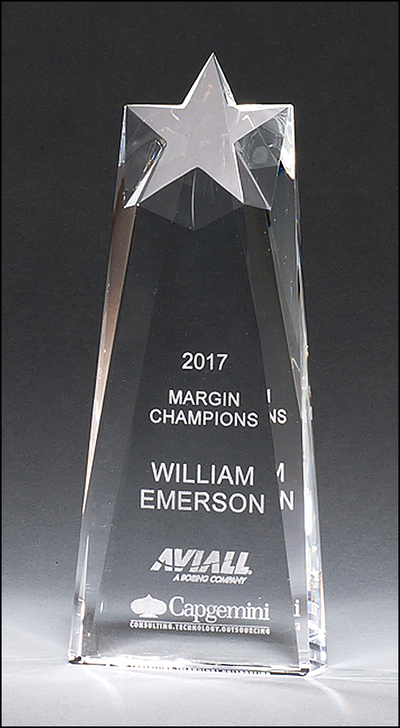 Star Trophy Carved from a Block of Crystal-Glass & Crystal Award-Schoppy's Since 1921