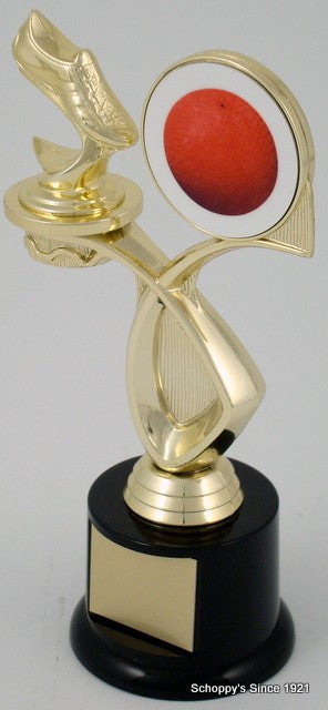 Kickball Foot and Logo Trophy on Black Round Base-Trophies-Schoppy&