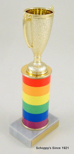 LGBTQ Pride Flag Custom Round Column Cup Trophy-Trophies-Schoppy&