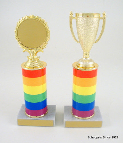 LGBTQ Pride Flag Custom Round Column Cup Trophy-Trophies-Schoppy&