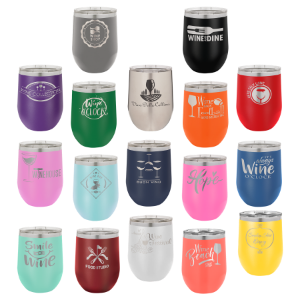 12 oz. Polar Camel Vacuum Insulated Stemless Wine Glass with Clear Lid-Polar Camel-Schoppy&