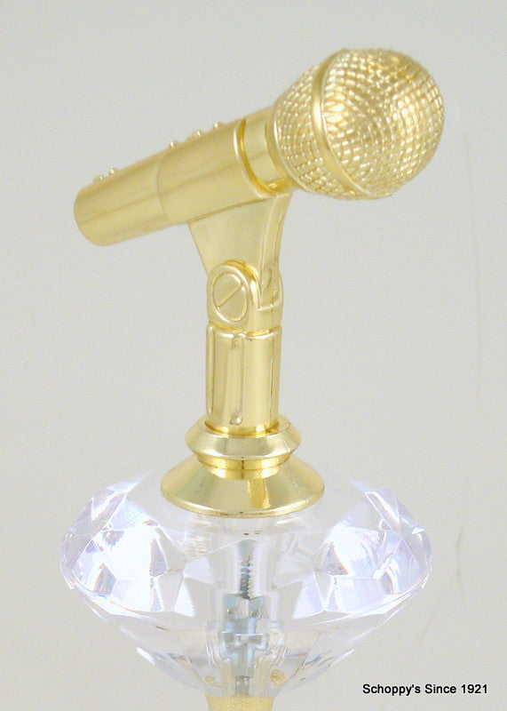 Microphone on Diamond Riser Trophy with Black Round Base-Trophy-Schoppy&
