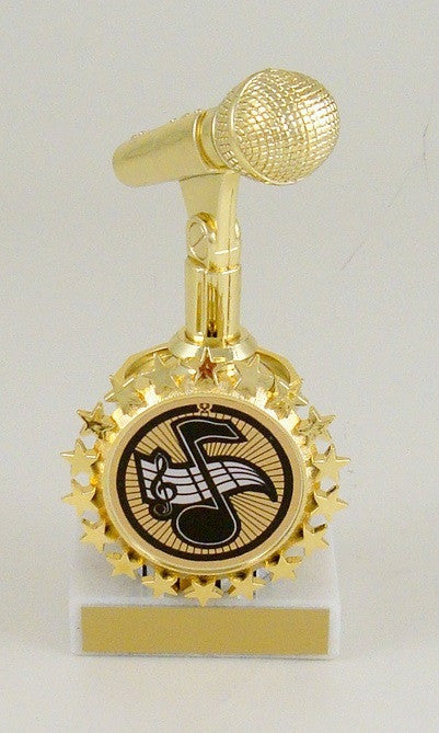 Microphone with Starred Logo Holder Trophy-Trophy-Schoppy&