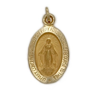 Miraculous Medal Oval 14K Yellow Gold-Religious Medallion-Schoppy&