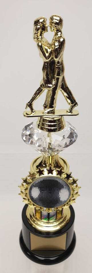 Modern Dance Couple Trophy with Diamond Riser and Star Logo Holder