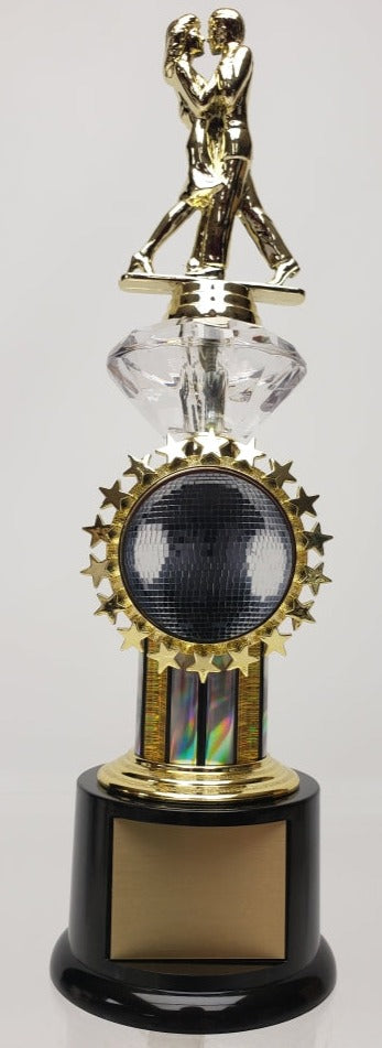 Modern Dance Couple Trophy with Diamond Riser and Star Logo Holder