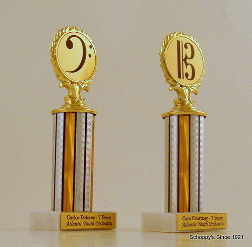 Bass Clef Column Trophy on Marble Base-Trophies-Schoppy&