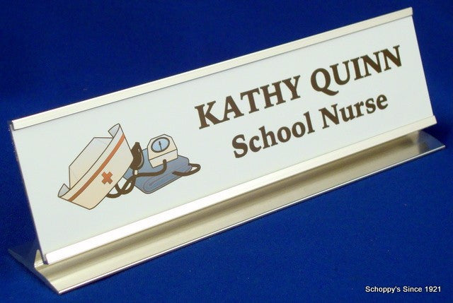 Nurse's Desk Nameplate in Silver Holder – Schoppy's Since 1921