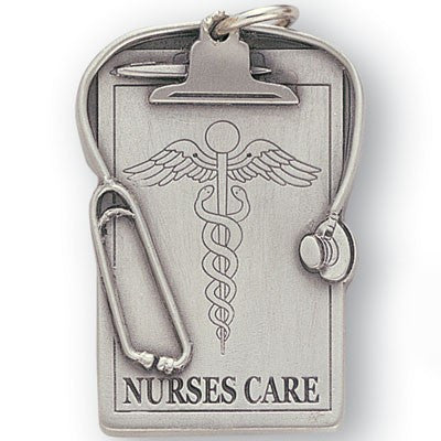 Nurses Care Sculptured Genuine Pewter Key Chain-Key Chain-Schoppy&