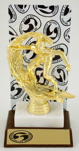 ESA Amoeba Trophy with Metal Backdrop On Marble and Wood Base-Trophies-Schoppy's Since 1921
