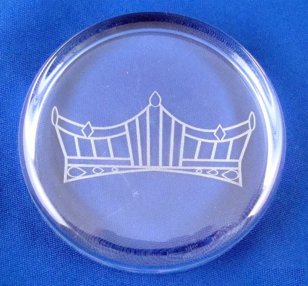 Pageant Crown Logo on Round Crystal Paperweight-Paperweight-Schoppy&