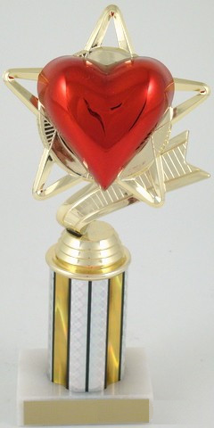 Heart Star Trophy on 3" Column-Trophies-Schoppy's Since 1921