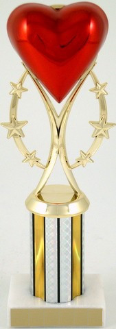 Heart Trophy on Six-Star Riser & 3" Column-Trophies-Schoppy's Since 1921