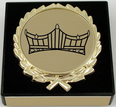 Crown Logo Black Marble Pageant Paperweight-Paperweight-Schoppy's Since 1921