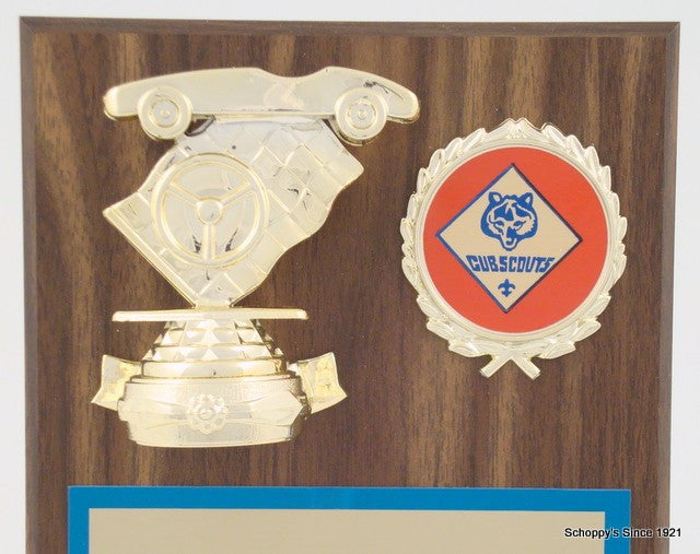 Pinewood Derby Plaque with Cub Scout Emblem-Plaque-Schoppy&