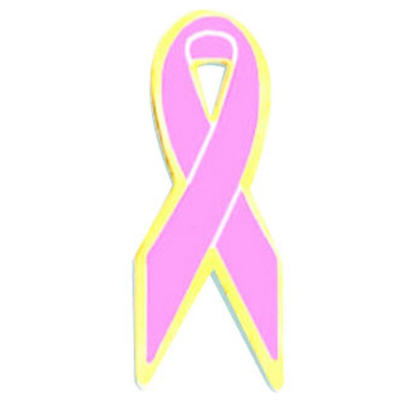 Pink Awareness Ribbon Gold Trim Lapel Pin-Pin-Schoppy&