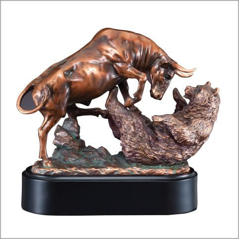 Bull And Bear Resin Statue-Trophy-Schoppy&