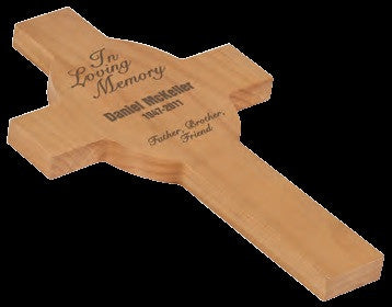 Wooden Cross with Engraved Message-Religious Medallion-Schoppy&