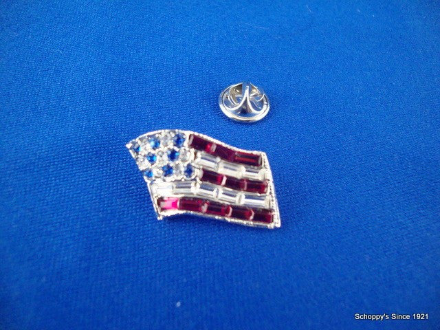 Rhinestone American Flag Pin-Jewelry-Schoppy's Since 1921