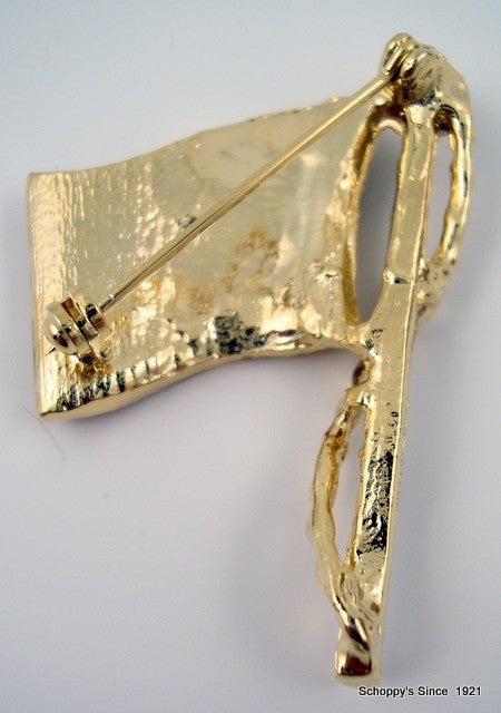Rhinestone Flag Pin - Gold Lg. w/ Red White & Blue rhinestones-Jewelry-Schoppy&