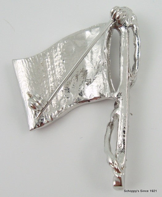 Rhinestone Flag Pin - Silver Lg. w/ Red White & Blue rhinestones-Jewelry-Schoppy&