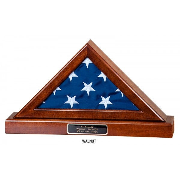 Beautiful Hand crafted Memorial Flag Display Box in Cherry, Walnut, Oak Finish, Smooth Black-Display Case-Schoppy&