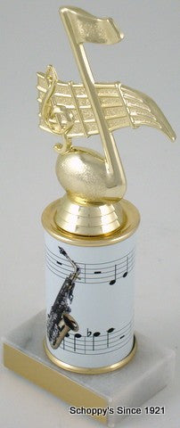 Saxophone Trophy with Custom Round Column-Trophies-Schoppy&