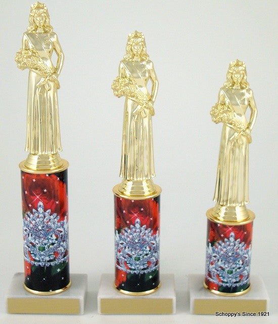 Schoppy Pageants Full Color Metal Column Trophy - Large-Trophies-Schoppy&