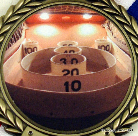 Skee Ball Trophy with Starred Logo Holder on Marble and Wood Bases-Trophy-Schoppy&