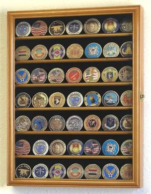 Small Military Challenge Coin Display Case Cabinet - Oak-Display Case-Schoppy's Since 1921