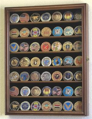 Small Military Challenge Coin Display Case Cabinet - Walnut-Display Case-Schoppy's Since 1921